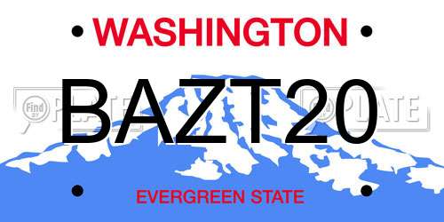 BAZT20 Washington License Plate