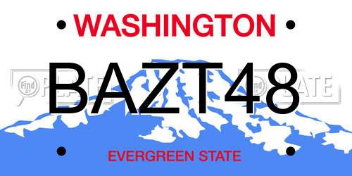 BAZT48 Washington License Plate
