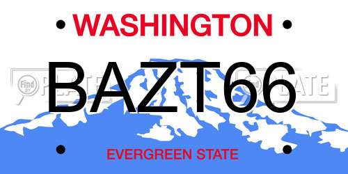 BAZT66 Washington License Plate