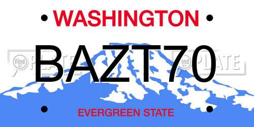 BAZT70 Washington License Plate