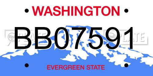 BB07591 Washington License Plate