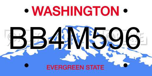 BB4M596 Washington License Plate