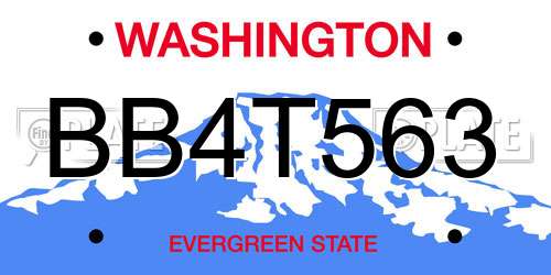 BB4T563 Washington License Plate