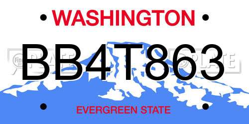 BB4T863 Washington License Plate