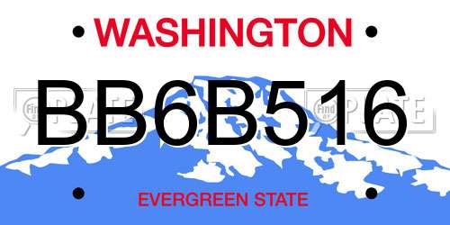 BB6B516 Washington License Plate