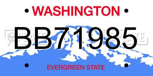 BB71985 Washington License Plate