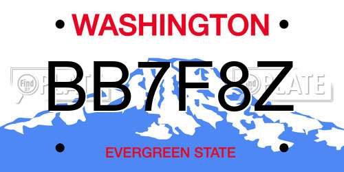 BB7F8Z Washington License Plate