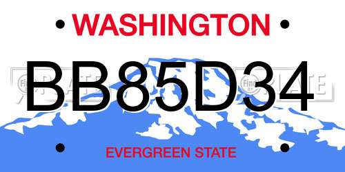 BB85D34 Washington License Plate
