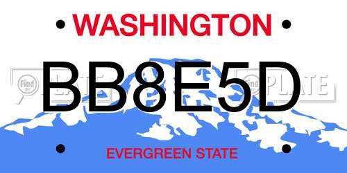 BB8E5D Washington License Plate