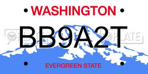 BB9A2T Washington License Plate