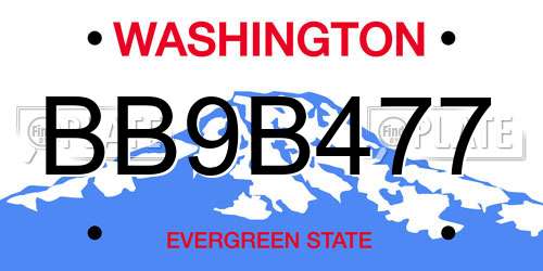 BB9B477 Washington License Plate