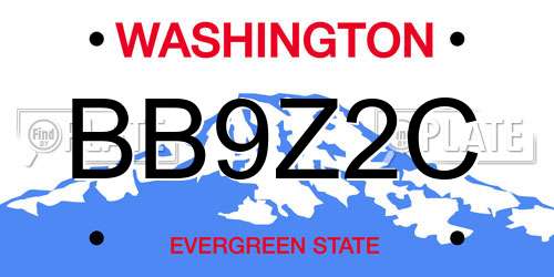 BB9Z2C Washington License Plate