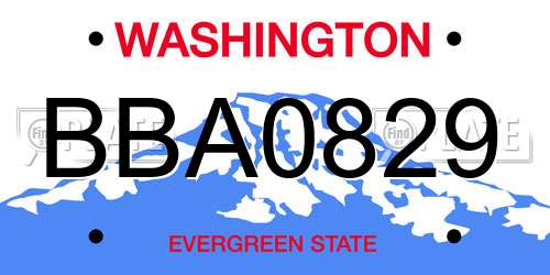 BBA0829 Washington License Plate