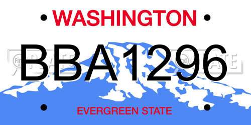BBA1296 Washington License Plate
