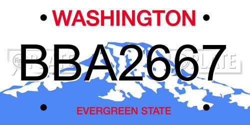 BBA2667 Washington License Plate