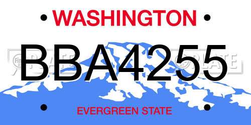 BBA4255 Washington License Plate