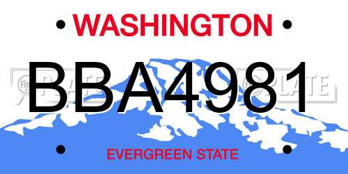 BBA4981 Washington License Plate