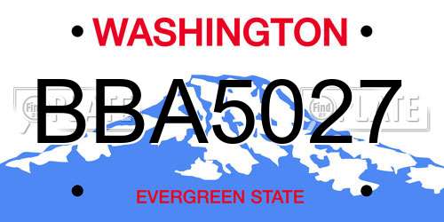 BBA5027 Washington License Plate