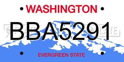 BBA5291 Washington License Plate