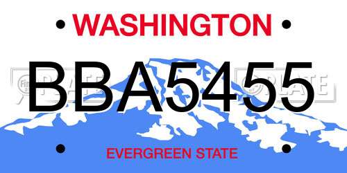 BBA5455 Washington License Plate