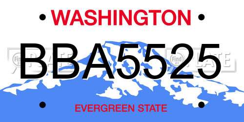 BBA5525 Washington License Plate