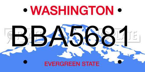 BBA5681 Washington License Plate