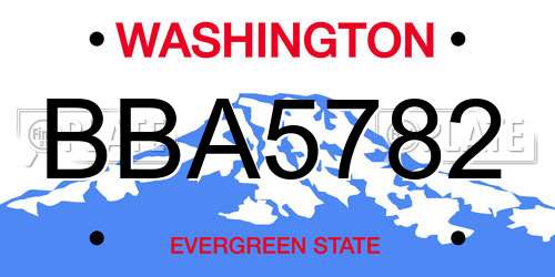BBA5782 Washington License Plate