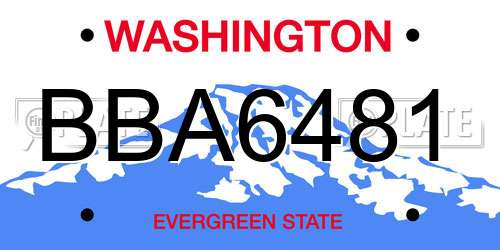 BBA6481 Washington License Plate