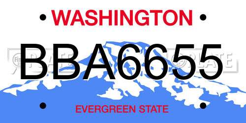 BBA6655 Washington License Plate