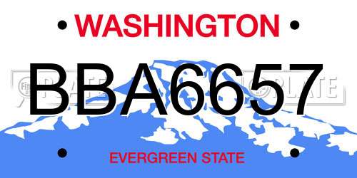 BBA6657 Washington License Plate