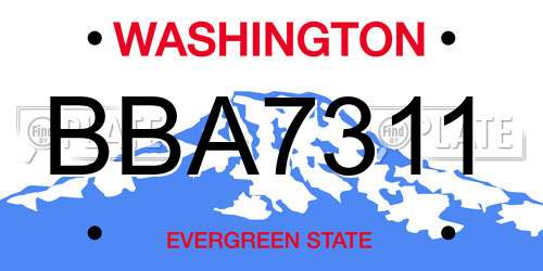 BBA7311 Washington License Plate