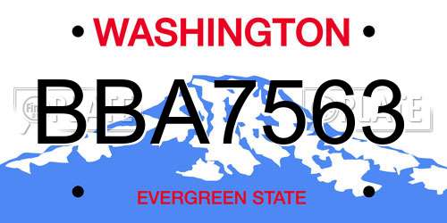 BBA7563 Washington License Plate