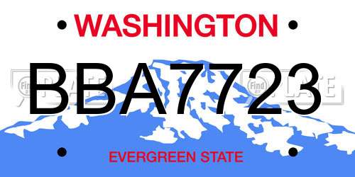 BBA7723 Washington License Plate