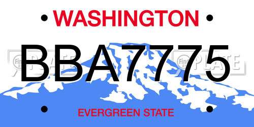 BBA7775 Washington License Plate