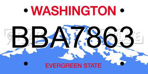 BBA7863 Washington License Plate