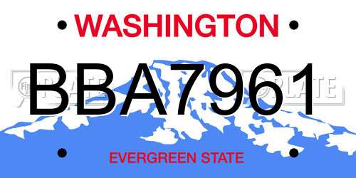 BBA7961 Washington License Plate