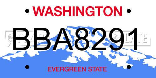 BBA8291 Washington License Plate