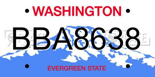 BBA8638 Washington License Plate