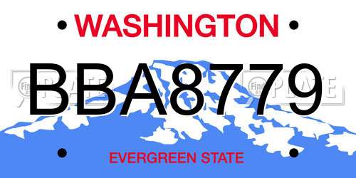BBA8779 Washington License Plate