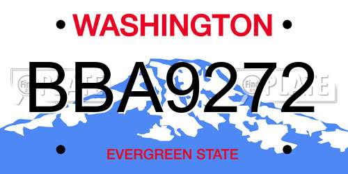 BBA9272 Washington License Plate