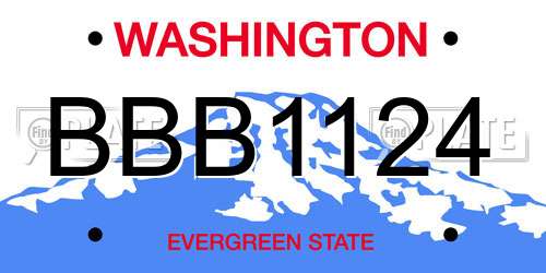 BBB1124 Washington License Plate