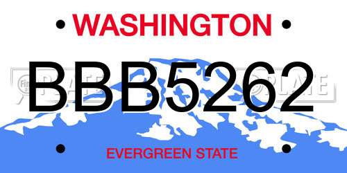 BBB5262 Washington License Plate