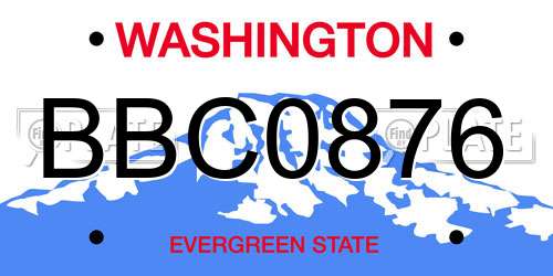 BBC0876 Washington License Plate