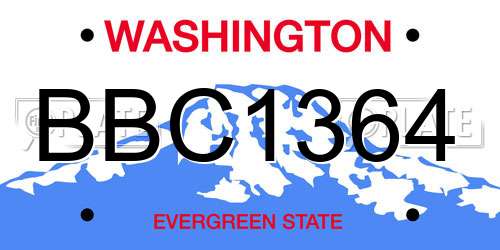BBC1364 Washington License Plate