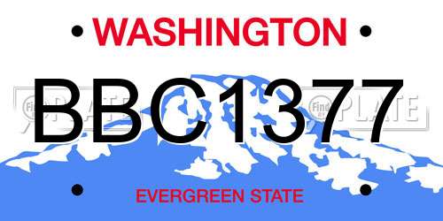 BBC1377 Washington License Plate