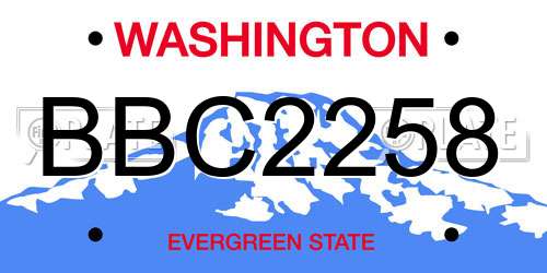 BBC2258 Washington License Plate