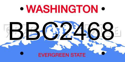 BBC2468 Washington License Plate