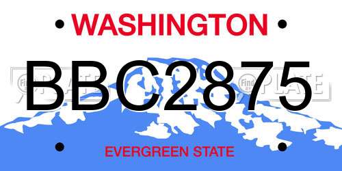 BBC2875 Washington License Plate