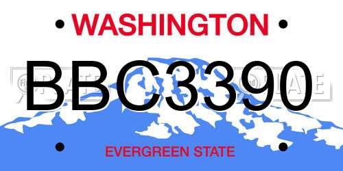 BBC3390 Washington License Plate