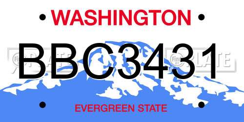 BBC3431 Washington License Plate
